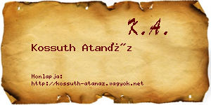 Kossuth Atanáz névjegykártya